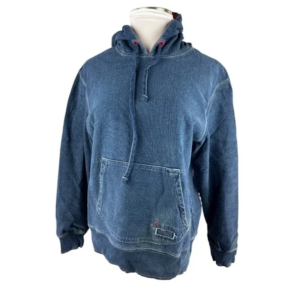 Vintage Gap x RED Hoodie Large Navy Distressed LS Fleece Lined Street Grunge Y2K - Picture 4 of 16
